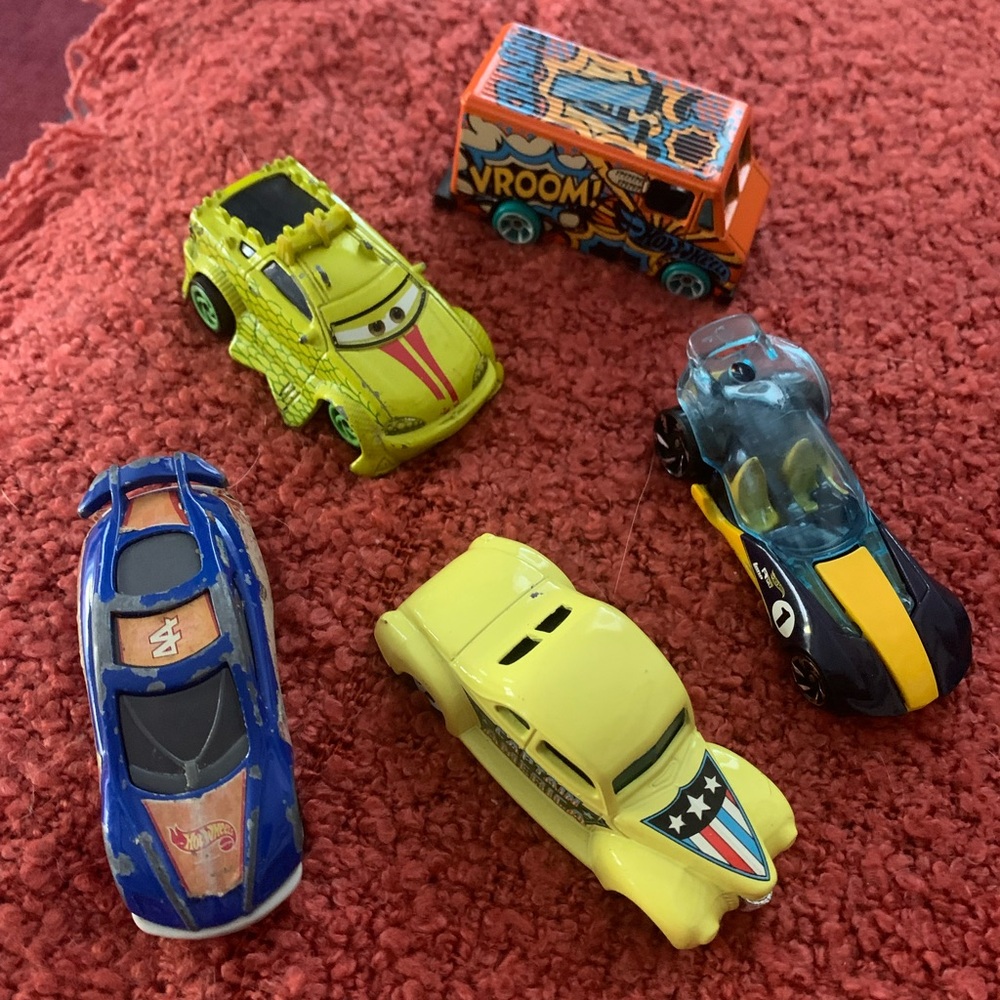 Mattel Hot Wheels and Disney Cars, Five Cars Total